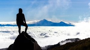 Goal achieve at the top of a mountain